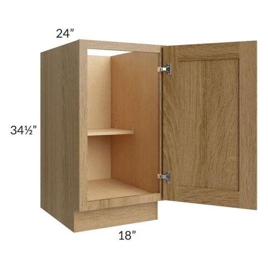 RTA Catalina Toffee 18" Full Height Door Base Cabinet with 1 Decorative End Panel and 2 Roll Out Trays