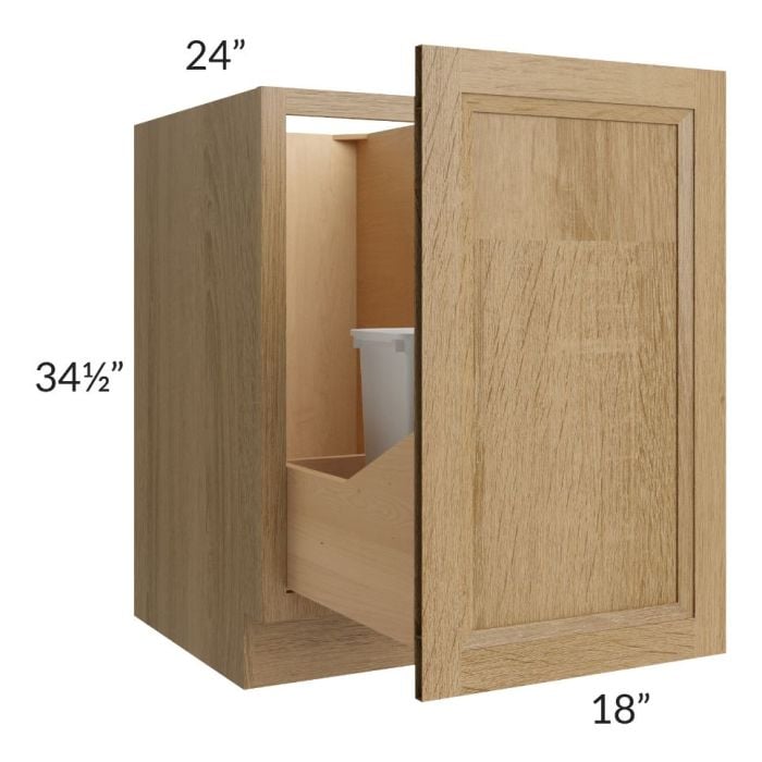 RTA Catalina Toffee 18" Full Height Door Base Cabinet with Double Trashcan Pullout