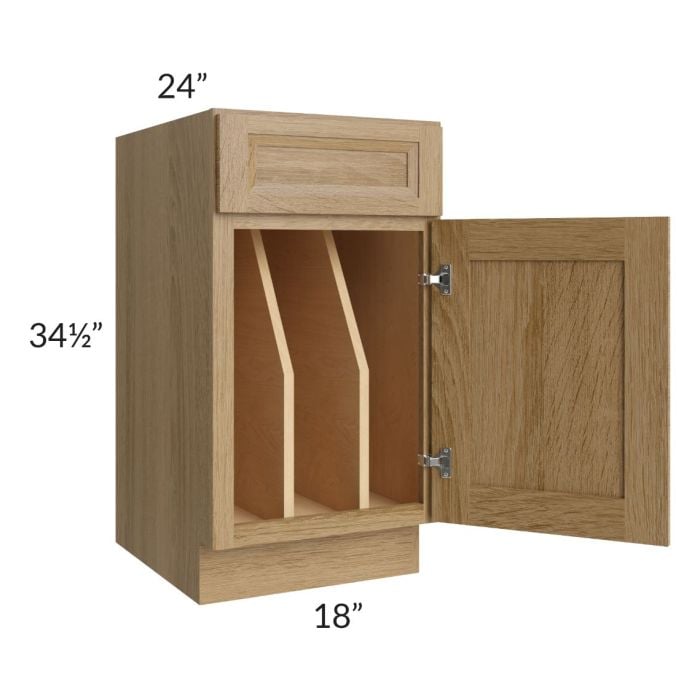 RTA Catalina Toffee 18" Tray Divider Base Cabinet with 1 Decorative End Panel