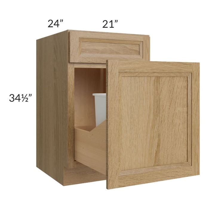 RTA Catalina Toffee 21" Base Cabinet with Double Trashcan Pullout and 2 Decorative End Panels