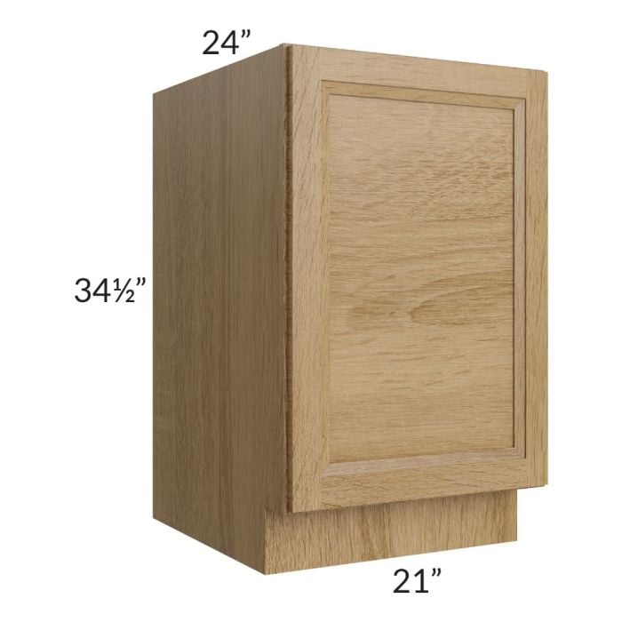 RTA Catalina Toffee 21" Full Height Door Base Cabinet with 1 Decorative End Panel and 2 Roll Out Trays