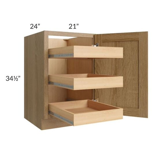 RTA Catalina Toffee 21" Full Height Door Base Cabinet with 3 Rollout Trays and 2 Decorative End Panels