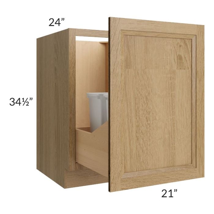 RTA Catalina Toffee 21" Full Height Door Base Cabinet with Double Trashcan Pullout