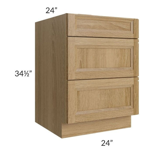 RTA Catalina Toffee 24" 3-Drawer Base Cabinet with 1 Decorative End Panel