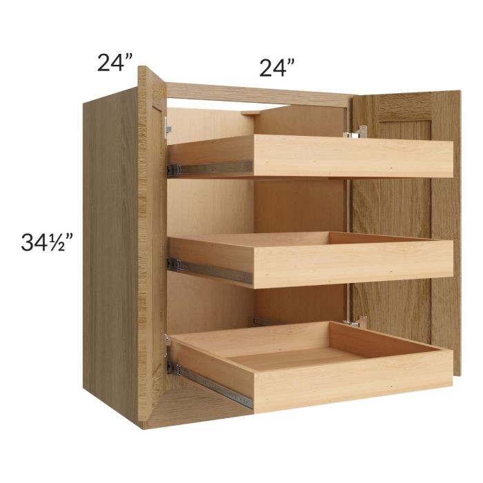RTA Catalina Toffee 24" Full Height Base Cabinet with 3 Rollout Trays
