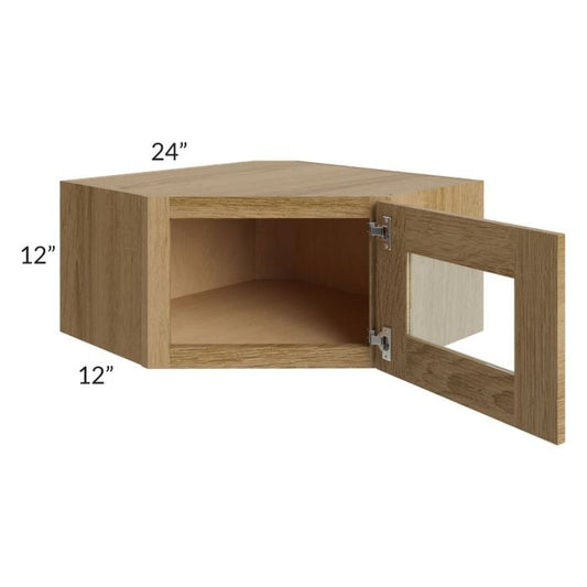 RTA Catalina Toffee 24" x 12" Decorative Wall Diagonal Corner Cabinet with 2 Decorative End Panels