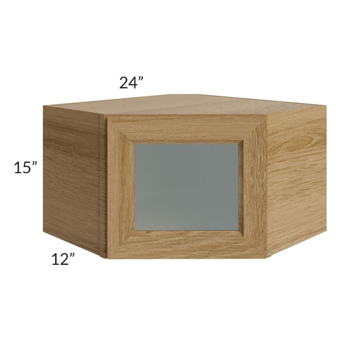 RTA Catalina Toffee 24" x 15" Decorative Wall Diagonal Corner Cabinet with 1 Decorative End Panel