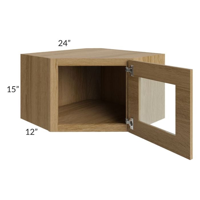 RTA Catalina Toffee 24" x 15" Decorative Wall Diagonal Corner Cabinet with 1 Decorative End Panel