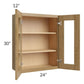 RTA Catalina Toffee 24" x 30" Wall Glass Door Cabinet (Prepped for Glass Doors) with 1 Decorative End Panel