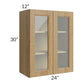 RTA Catalina Toffee 24" x 30" Wall Glass Door Cabinet (Prepped for Glass Doors) with 2 Decorative End Panels