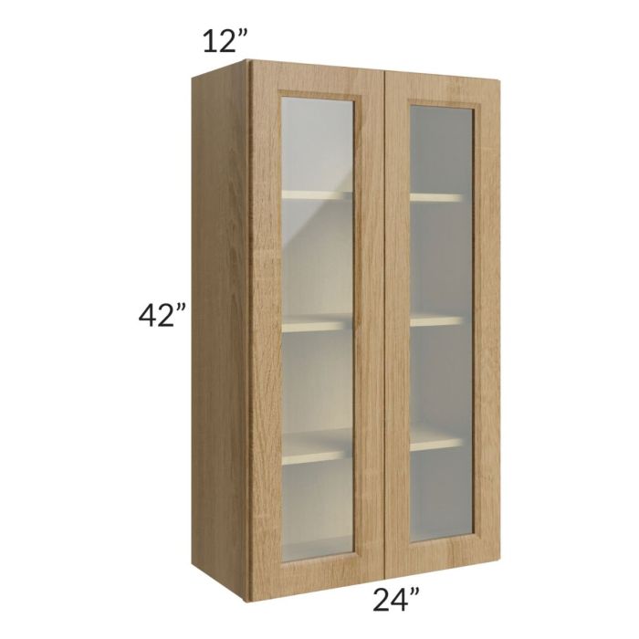 RTA Catalina Toffee 24" x 42" Wall Glass Door Cabinet (Prepped for Glass Doors)