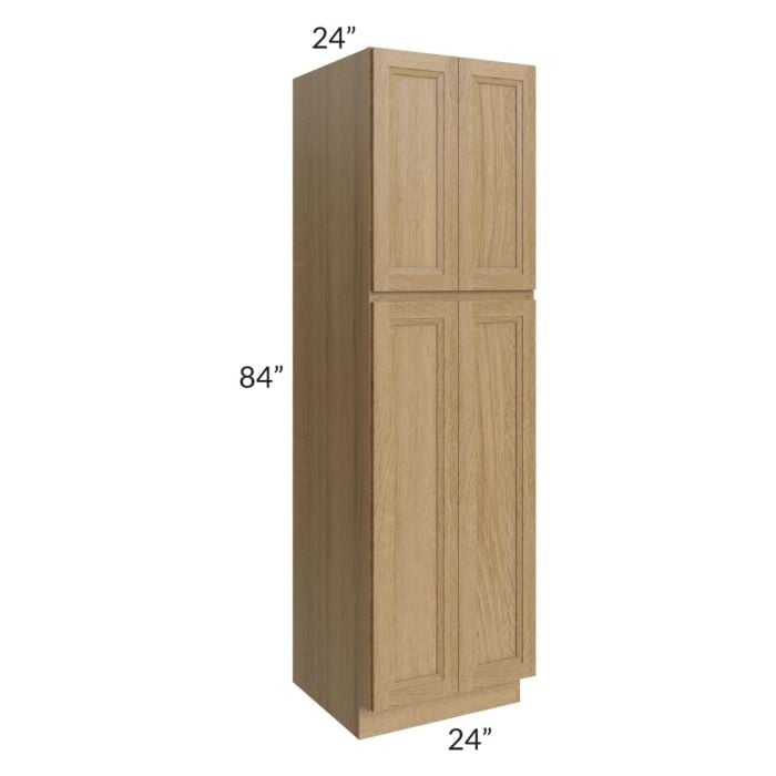 RTA Catalina Toffee 24" x 84" x 24" Wall Pantry Cabinet with 2 Decorative End Panels and 1 Roll Out Tray