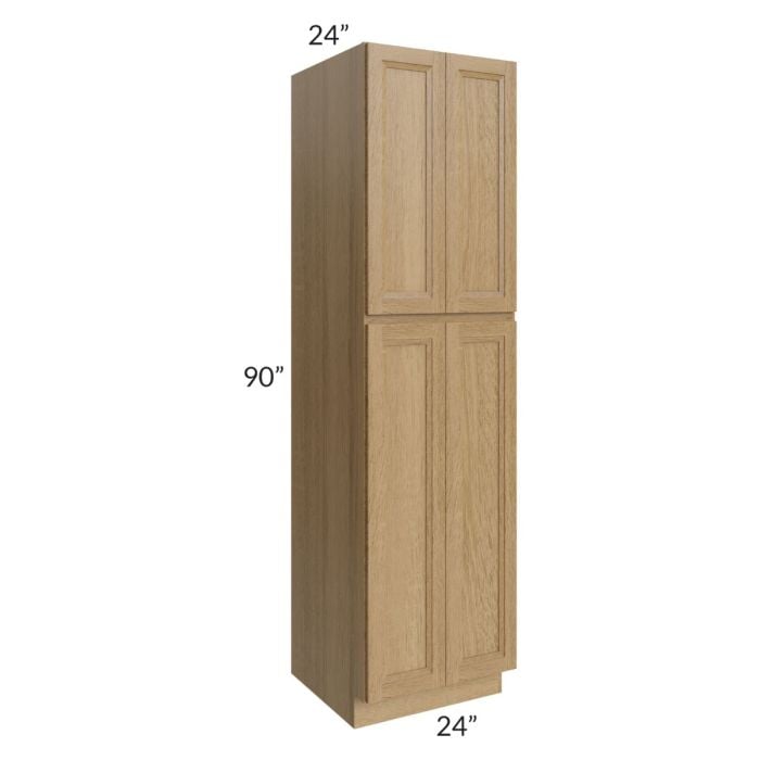 RTA Catalina Toffee 24" x 90" x 24" Wall Pantry Cabinet with 2 Decorative End Panels and 3 Roll Out Trays