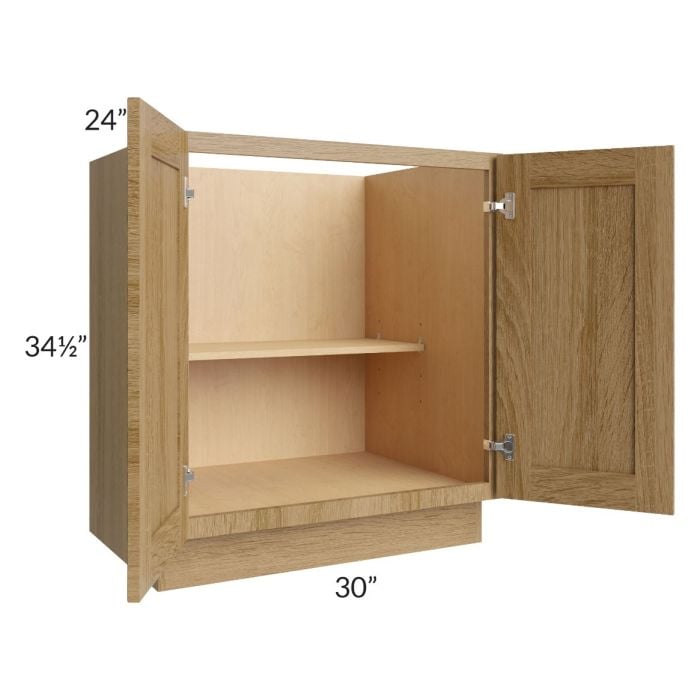 RTA Catalina Toffee 30" Full Height Door Base Cabinet with 2 Decorative End Panels