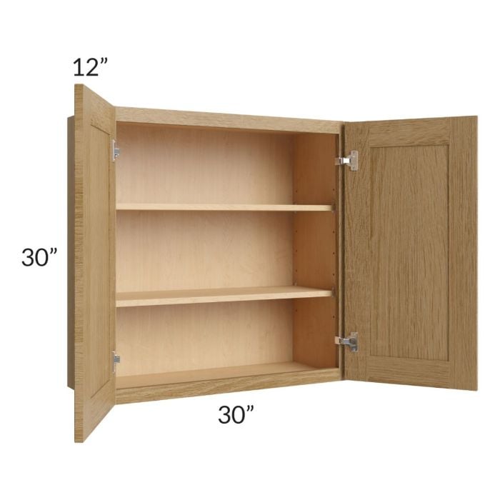 RTA Catalina Toffee 30" x 30" Wall Cabinet with 1 Decorative End Panel