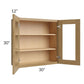 RTA Catalina Toffee 30" x 30" Wall Glass Door Cabinet (Prepped for Glass Doors) with 2 Decorative End Panels