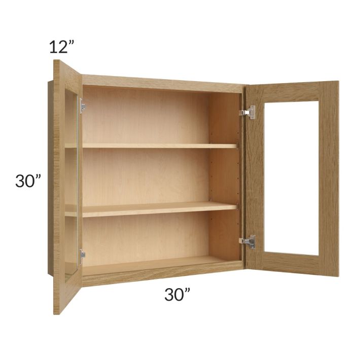 RTA Catalina Toffee 30" x 30" Wall Glass Door Cabinet (Prepped for Glass Doors)