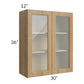 RTA Catalina Toffee 30" x 36" Wall Glass Door Cabinet (Prepped for Glass Doors) with 1 Decorative End Panel