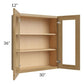 RTA Catalina Toffee 30" x 36" Wall Glass Door Cabinet (Prepped for Glass Doors) with 2 Decorative End Panels