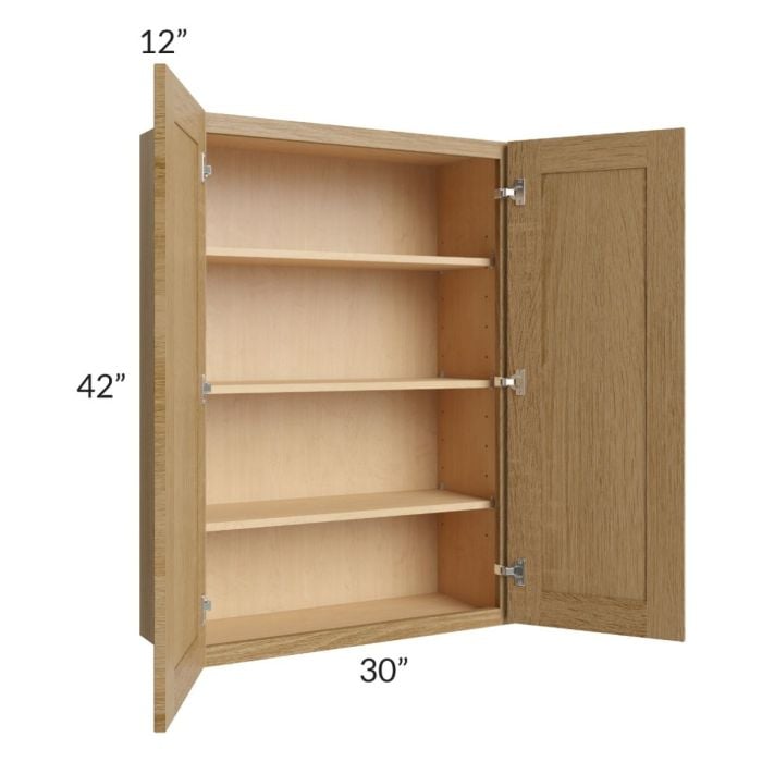 RTA Catalina Toffee 30" x 42" Wall Cabinet with 2 Decorative End Panels