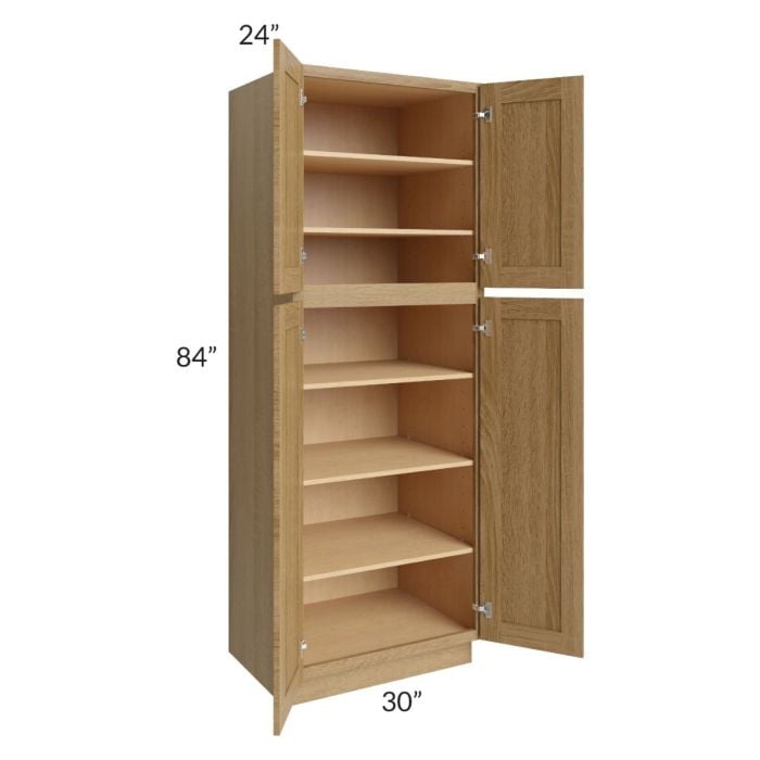 RTA Catalina Toffee 30" x 84" x 24" Wall Pantry Cabinet with 2 Decorative End Panels