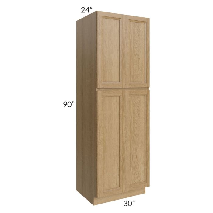 RTA Catalina Toffee 30" x 90" x 24" Wall Pantry Cabinet with 1 Decorative End Panel