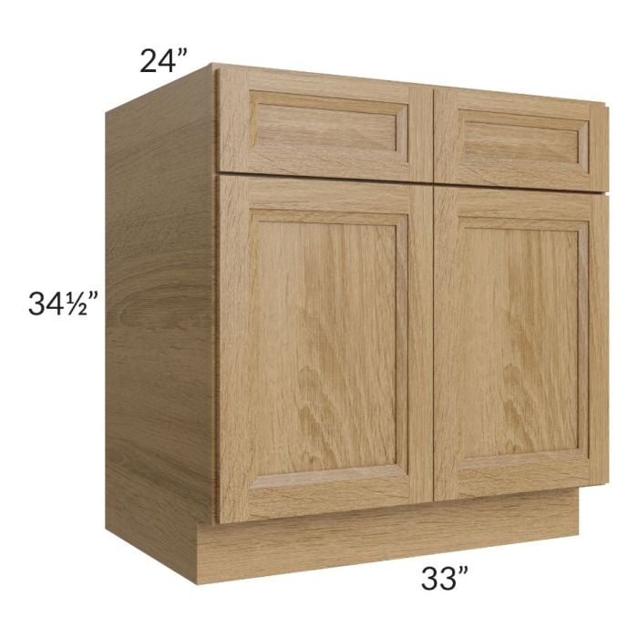 RTA Catalina Toffee 33" Base Cabinet with 1 Decorative End Panel and 2 Roll Out Trays