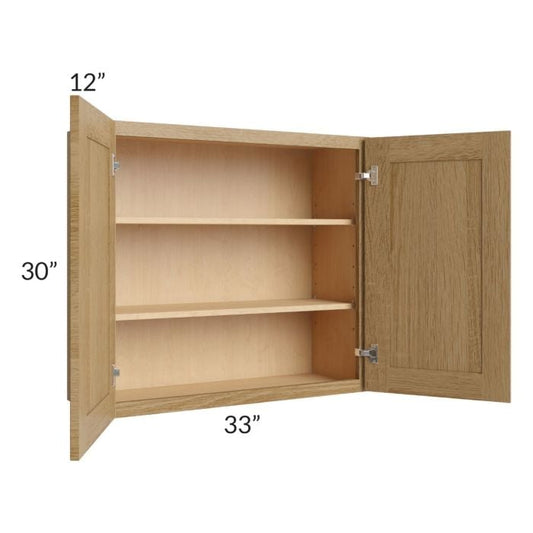 RTA Catalina Toffee 33" x 30" Wall Cabinet with 1 Decorative End Panel