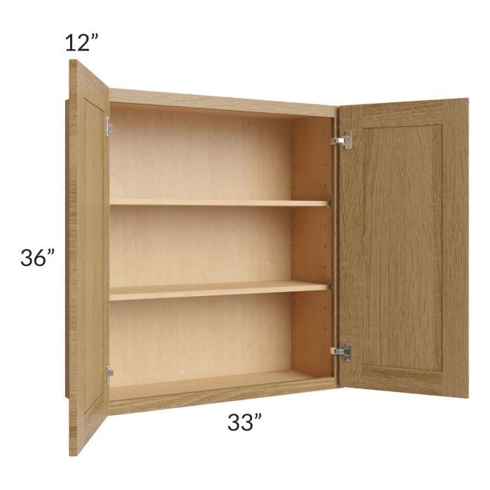 RTA Catalina Toffee 33" x 36" Wall Cabinet with 2 Decorative End Panels