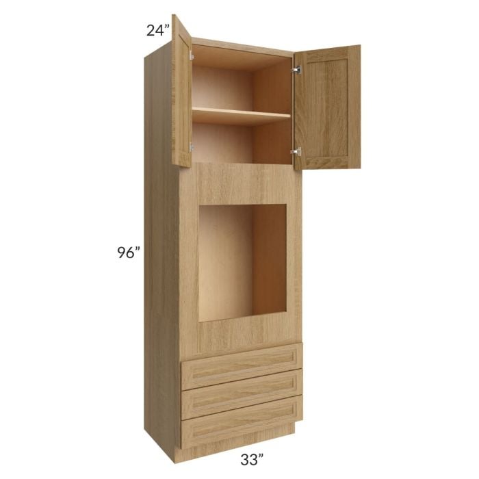 RTA Catalina Toffee 33" x 96" x 24" Oven Cabinet with 2 Decorative End Panels