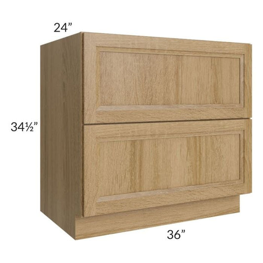 RTA Catalina Toffee 36" 2-Drawer Base Cabinet with 2 Decorative End Panels