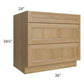 RTA Catalina Toffee 36" 3-Drawer Base Cabinet with 2 Decorative End Panels