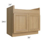 RTA Catalina Toffee 36" Farm Sink Base Cabinet with 2 Farm Sink L-Brackets
