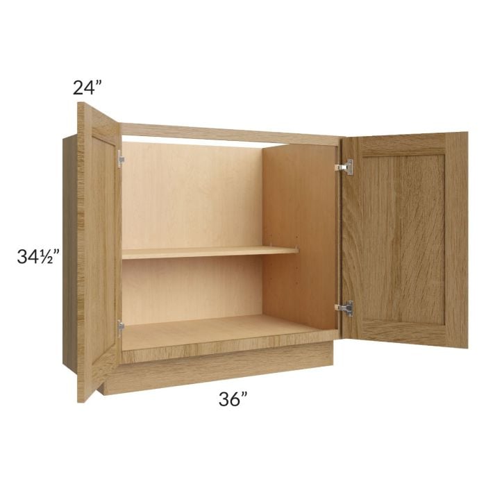 RTA Catalina Toffee 36" Full Height Door Base Cabinet with 2 Roll Out Trays