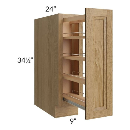 RTA Catalina Toffee 9" Full Height Door Base Cabinet with Shelf Pullout