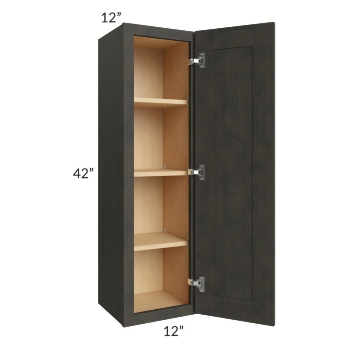 RTA Charcoal Grey Shaker 12" x 42" Wall Cabinet with 2 Decorative End Panels