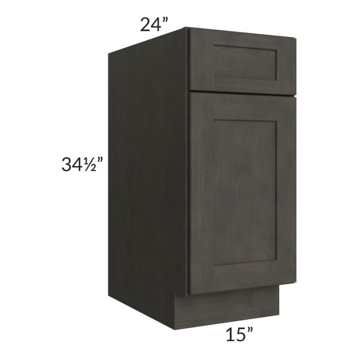 RTA Charcoal Grey Shaker 15" Base Cabinet with 1 Decorative End Panel