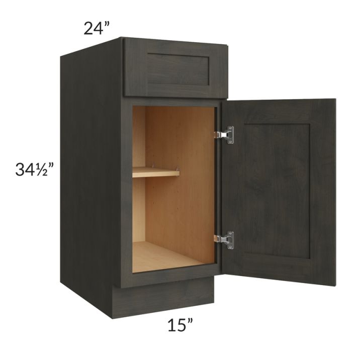 RTA Charcoal Grey Shaker 15" Base Cabinet with 1 Decorative End Panel