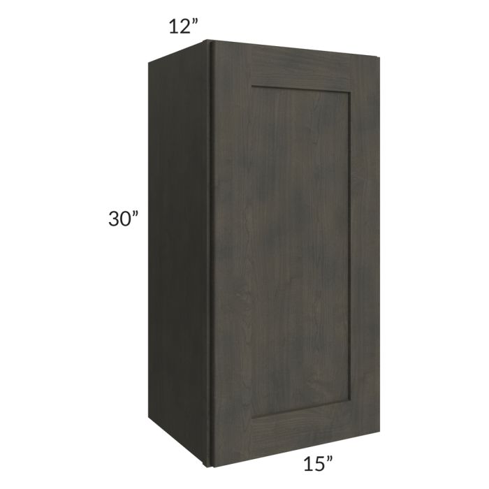 RTA Charcoal Grey Shaker 15" x 30" Wall Cabinet with 1 Decorative End Panel