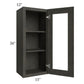 RTA Charcoal Grey Shaker 15" x 36" Wall Glass Door Cabinet (Prepped for Glass Doors) with 1 Decorative End Panel
