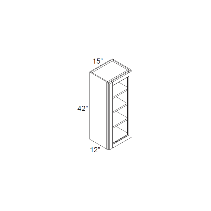 Rta Charcoal Grey Shaker 15 X 42 Wall Glass Door Cabinet Prepped Fo Kitchen Oasis