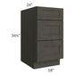 RTA Charcoal Grey Shaker 18" 3-Drawer Base Cabinet with 1 Decorative End Panel