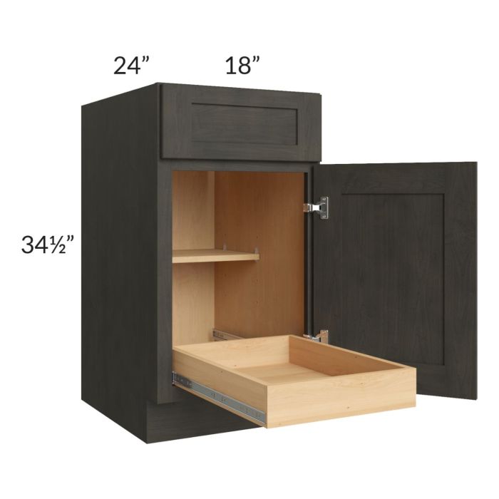 RTA Charcoal Grey Shaker 18" Base Cabinet with 1 Rollout Tray