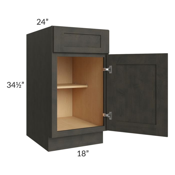 RTA Charcoal Grey Shaker 18" Base Cabinet with 2 Decorative End Panels and Tray Divider Kit