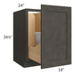 RTA Charcoal Grey Shaker 18" Full Height Door Base Cabinet with Double Trashcan Pullout and 1 Decorative End Panel