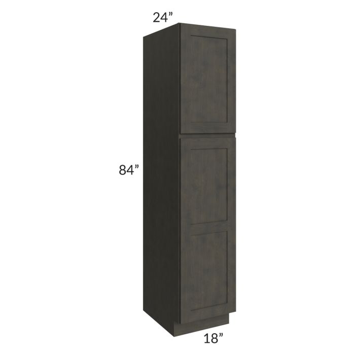 RTA Charcoal Grey Shaker 18" x 84" x 24" Wall Pantry Cabinet with 2 Decorative End Panels and 3 Roll Out Trays