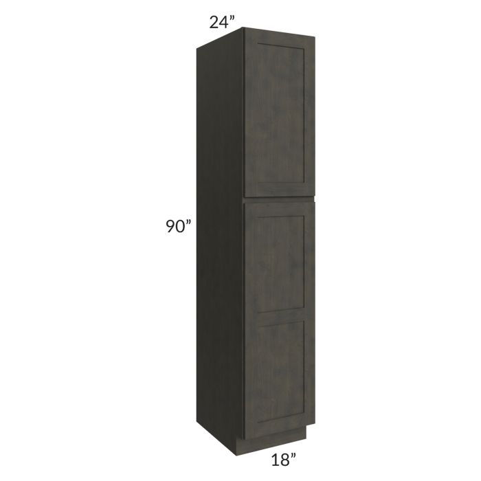 RTA Charcoal Grey Shaker 18" x 90" x 24" Wall Pantry Cabinet with 1 Decorative End Panel and 1 Roll Out Tray