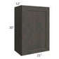 RTA Charcoal Grey Shaker 21" x 30" Wall Cabinet