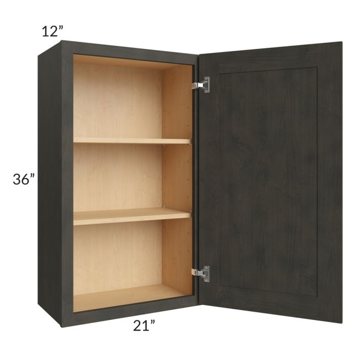 RTA Charcoal Grey Shaker 21" x 36" Wall Cabinet with 1 Decorative End Panel