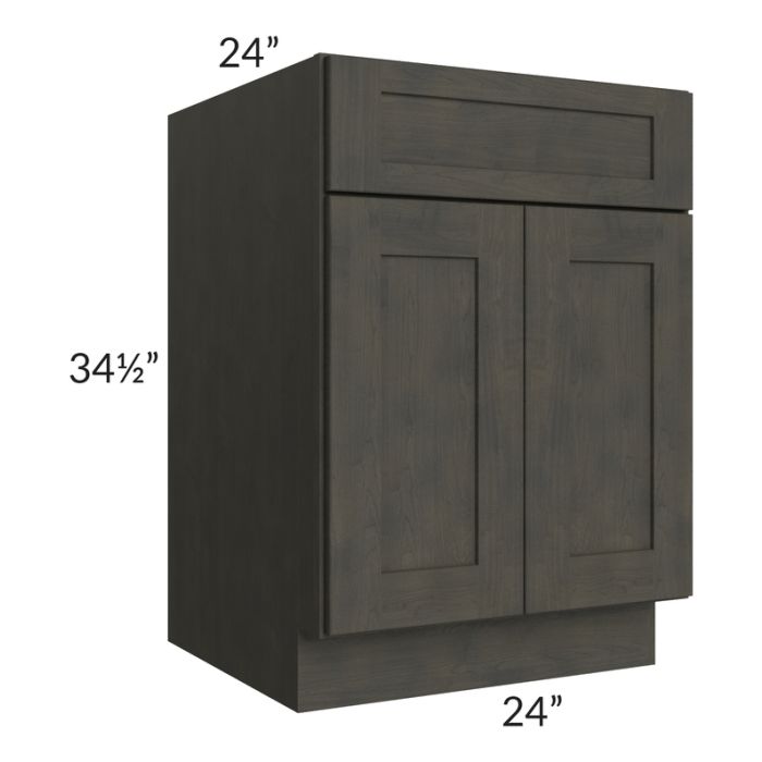 RTA Charcoal Grey Shaker 24" Base Cabinet with 2 Decorative End Panels